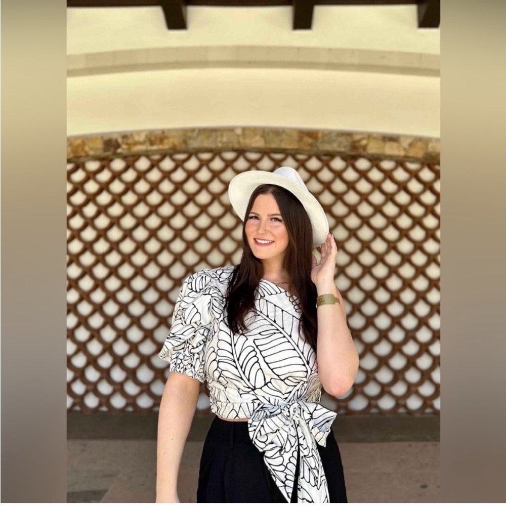 Target x Fe Noelle Top ballon sleeves size 16 leaf print - Picture 2 of 15